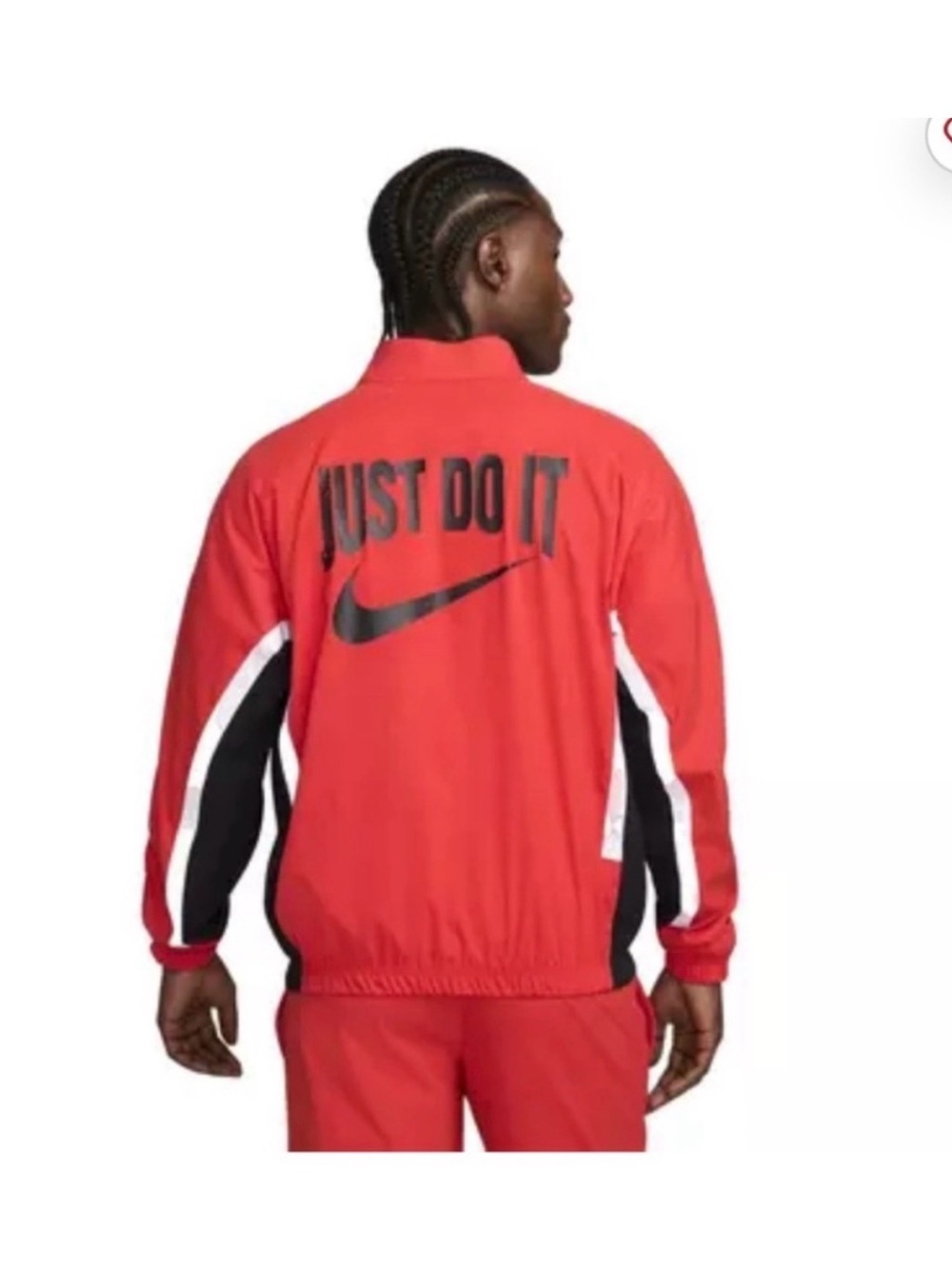 Nike Red 'Just Do It' Windbreaker Jacket with Black & White Accents